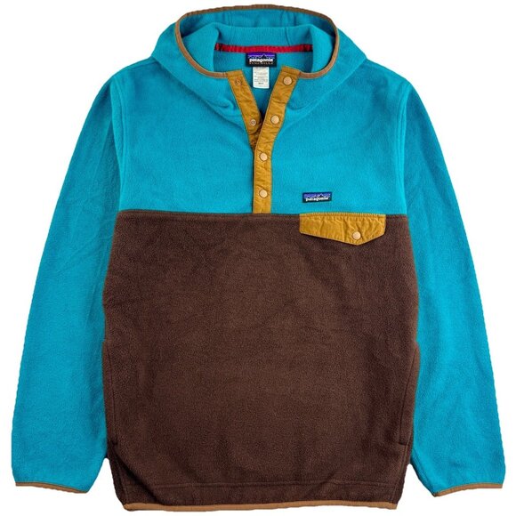 Patagonia Synchilla Snap-T Hoody Men's Large Blue Brown Fleece